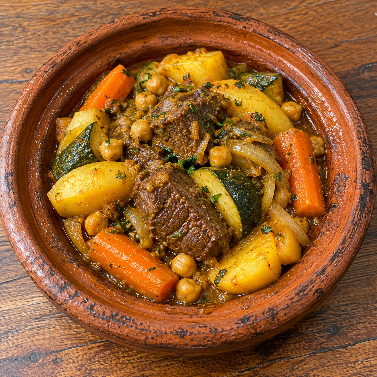 Plato de carne con verduras y patatas
